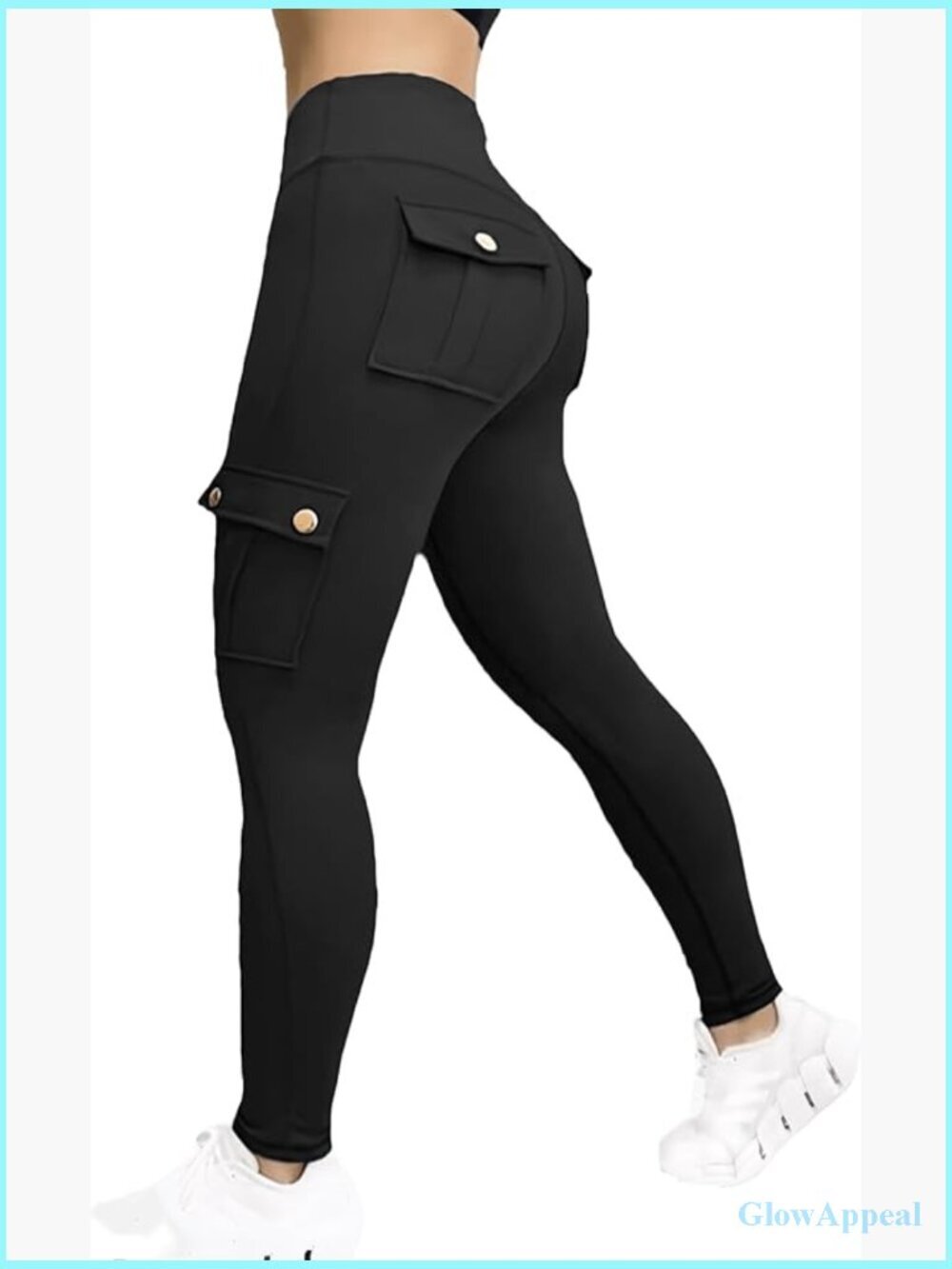 High Waist Cargo Leggings with Pockets Tummy Control Butt Lifting Yoga Pants
